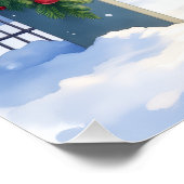 ジャイアントシュナウザー 雪景色 鉄柵 サンタ クリスマス ポスター (コーナー)