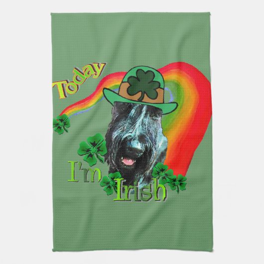 ジャイアントシュナウザーSt patricks day キッチンタオル (縦)