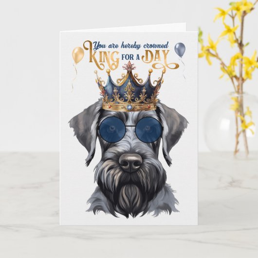 ジャイアントシュナウツァーキングフォー・ア・デイおもしろい誕生日 カード (黄色い花)