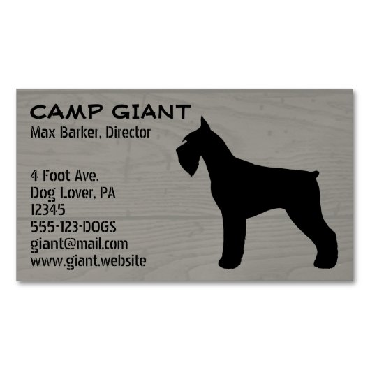 ジャイアントシュナウツァーシルエット |ウッドフェイクスタイル マグネット名刺 (正面)