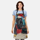 ジャイアントシュナウツァーホリデーベーキング:フェスティバルクリスマス エプロン (着用した状態)