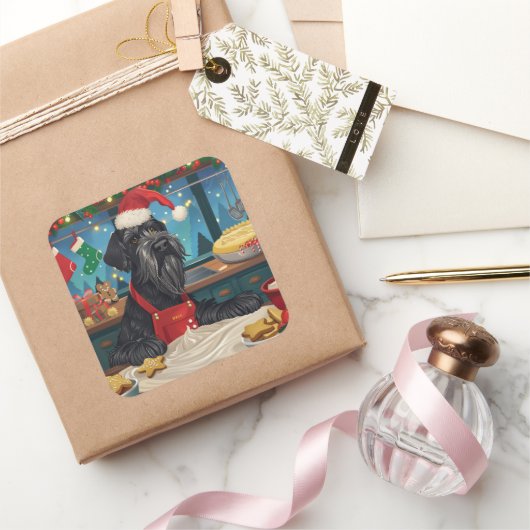 ジャイアントシュナウツァーホリデーベーキング:フェスティバルクリスマス スクエアシール (ギフト)