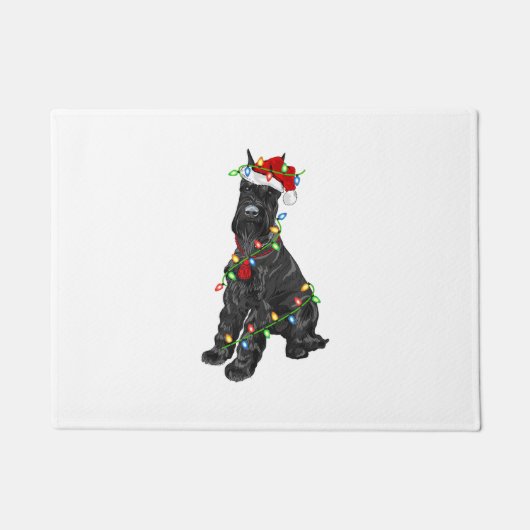 ジャイアントシュナウツァー恋人クリスマスサンタジャイアントシュナウザーC ドアマット (正面)