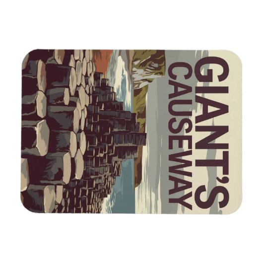 ジャイアントズコーズウェイアイルランドイラストレーショントラベルアート マグネット (横)