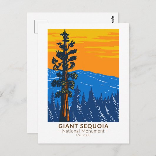 ジャイアントセコイア国立記念碑カリフォルニアヴィンテージ ポストカード (正面/裏面)