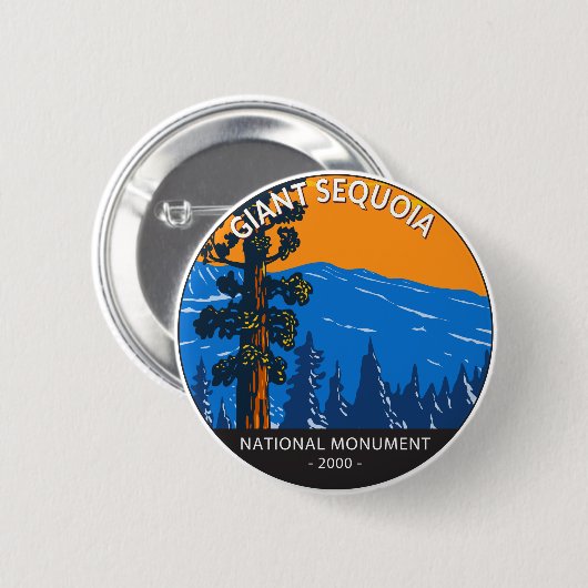 ジャイアントセコイア国立記念碑カリフォルニアヴィンテージ 缶バッジ (正面&裏面)