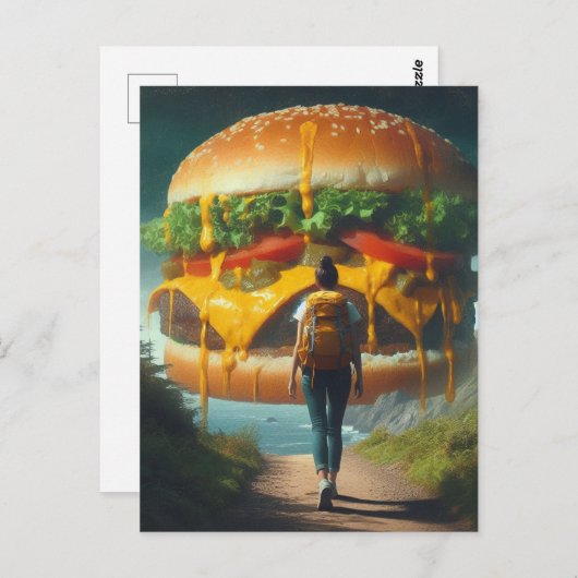 ジャイアントチーズバーガーの超現実的なハイカー夢を見る ポストカード (正面/裏面)