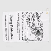 ジャイアントハリネズミとスポーツカーおもしろいアニメ ゴルフタオル (横)