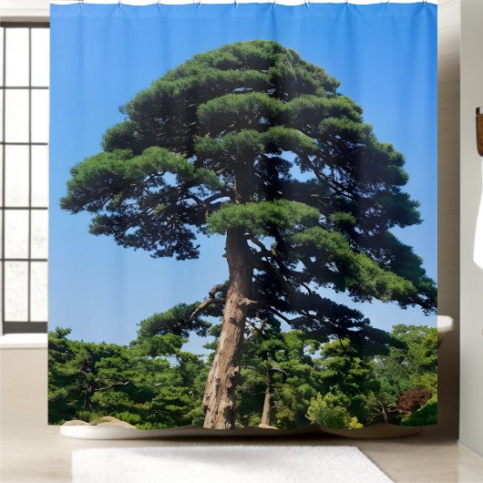 ジャイアントパインツリーグリーンフォレスト自然バスルーム シャワーカーテン