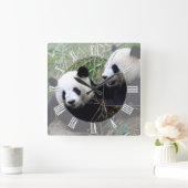 ジャイアントパンダが愛遊を行う/パンドラ スクエア壁時計 (ホーム)