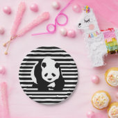 ジャイアントパンダとストライプ ペーパープレート (パーティー)