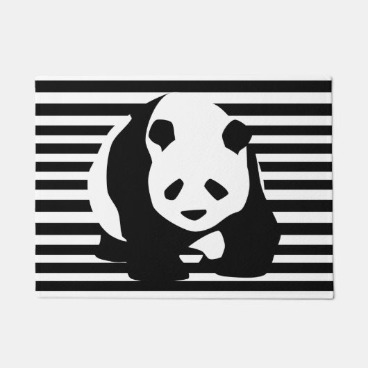 ジャイアントパンダと白黒ストライプ ドアマット (正面)