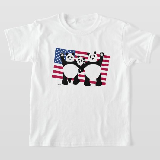 ジャイアントパンダのアメリカのTシャツ Tシャツ (レイダウン)