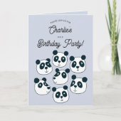 ジャイアントパンダのベアバースデーパーティーへの招待 サンキューカード (正面)