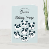 ジャイアントパンダのベアバースデーパーティーへの招待 サンキューカード (正面)