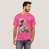 ジャイアントパンダ 神奈川 日本 サーフィン 波 面白い Tシャツ (正面フル)