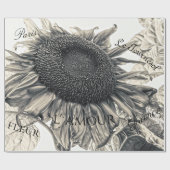 ジャイアントヒマワリヴィンテージセピアデコップエフェラ ラッピングペーパー (フラット)