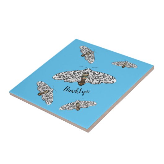 ジャイアントヒョウの蛾の漫画イラストレーション タイル (側面)