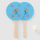 ジャイアントヒョウの蛾の漫画イラストレーション ハンドファン (正面&裏面)