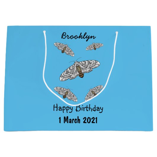 ジャイアントヒョウの蛾の漫画イラストレーション ラージペーパーバッグ (正面)