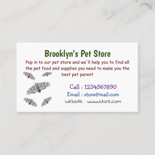 ジャイアントヒョウの蛾の漫画イラストレーション 名刺 (正面)