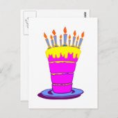 ジャイアントピンクお誕生日ケーキ ポストカード (正面/裏面)