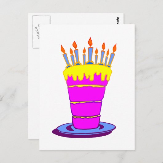 ジャイアントピンクお誕生日ケーキ ポストカード (正面/裏面)