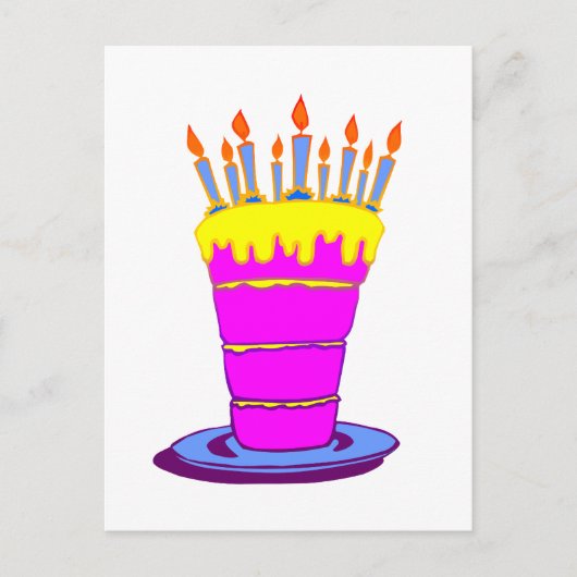 ジャイアントピンクお誕生日ケーキ ポストカード (正面)