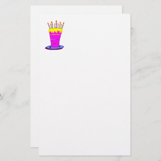 ジャイアントピンクお誕生日ケーキ 便箋 (正面/裏面)