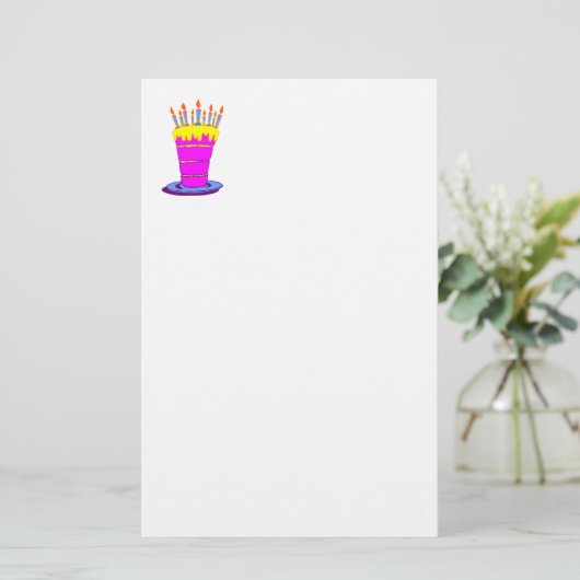 ジャイアントピンクお誕生日ケーキ 便箋 (スタンド正面)