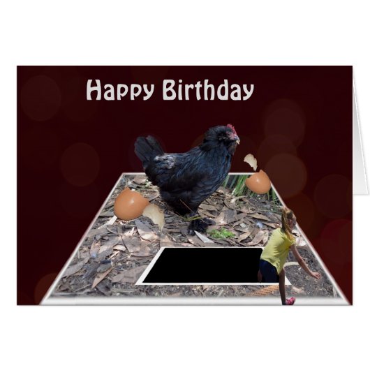 ジャイアントブラック食べエッグ誕生日カード (正面横)