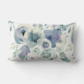 ジャイアントブルーティール(緑がかった色)バラ水彩 ランバークッション (裏面)
