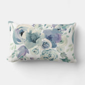 ジャイアントブルーティール(緑がかった色)バラ水彩 ランバークッション (正面)