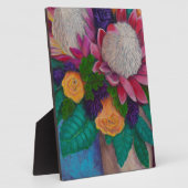 ジャイアントプロテアスとオレンジバラ フォトプラーク (側面)