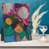 ジャイアントプロテアスとオレンジバラ フォトプラーク (側面)