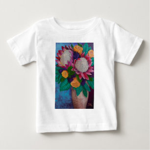 ジャイアントプロテアスとオレンジバラ ベビーTシャツ