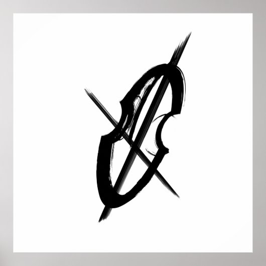 ジャイアント白黒チェロミュージックミュージシャンスケッチ ポスター (正面)