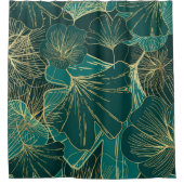 ジャイアント金ゴールドとグリーン葉 シャワーカーテン (正面)