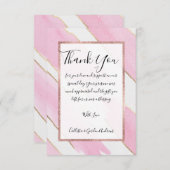 ジャイアント金ゴールドトリミングピンクの水色のブラシストローク サンキューカード (正面/裏面)