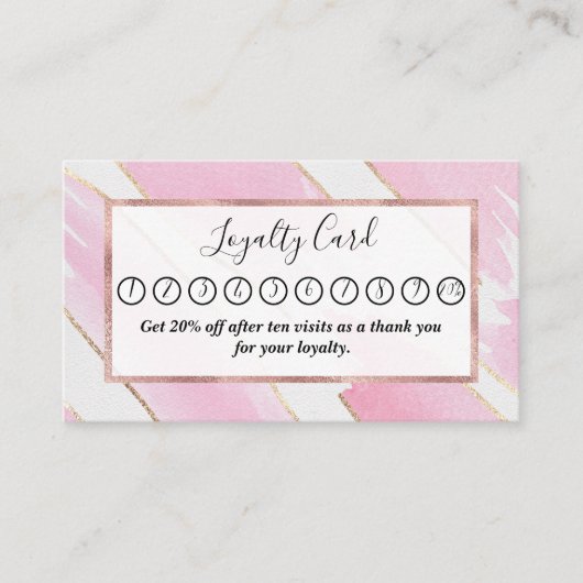 ジャイアント金ゴールドトリミングピンクの水色のブラシストローク ロイヤリティカード (正面)