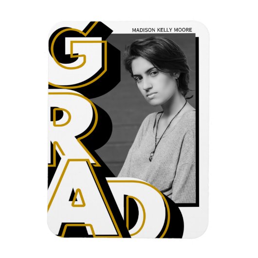 ジャイアント金ゴールドブラックGRAD 4x3大学院柔軟マグネット マグネット (縦)