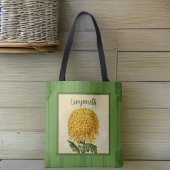 ジャイアント金ゴールド菊と緑のヴィンテージダマスク トートバッグ