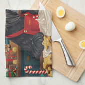 ジャイアント・シュナウザーのお祭りクリスマスお菓子作り キッチンタオル (四つ折り)