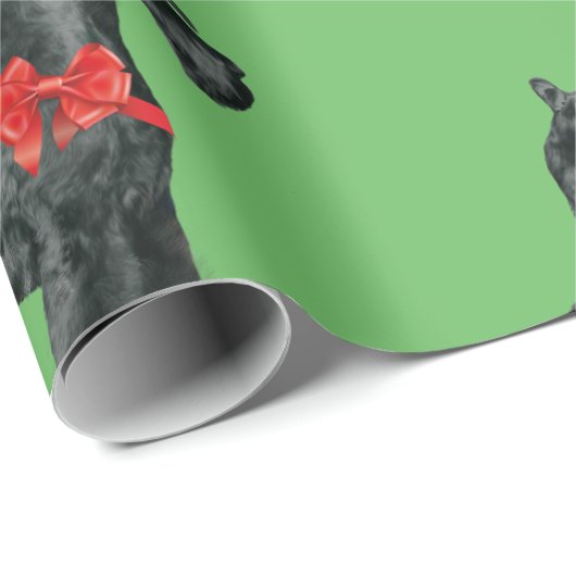 ジャイアント・シュナウザーのクリスマスの包装紙 ラッピングペーパー (ロールコーナー)