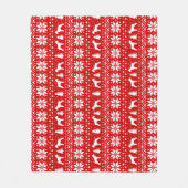 ジャイアント・シュナウザーはクリスマスパターン赤のシルエットを描きます フリースブランケット (正面)