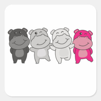 ジャイネフィリア国旗のプライドLgbtqかわいいヒッポスクエアStic スクエアシール