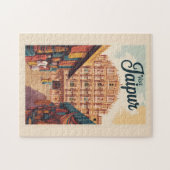 ジャイプールインディアハワマハルイラストレーショントラベルアート ジグソーパズル (横)