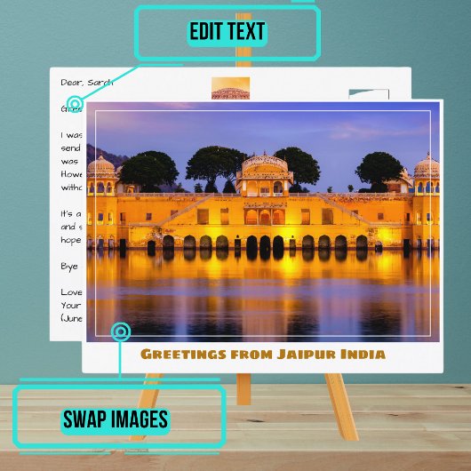 ジャイプールインドのジャルマハルウォーターパレス ポストカード