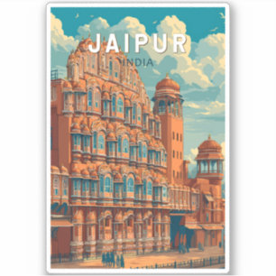 ジャイプールインドイラストレーショントラベルアートヴィンテージ シール