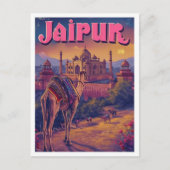 ジャイプールインドヴィンテージアートトラベルイラストレーション ポストカード (正面)